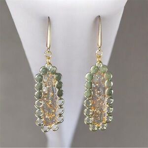 Gold Transparent Sparkle Dangle Earrings